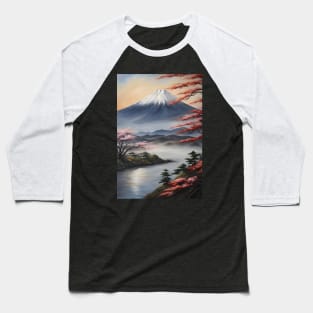 Japan Mount Fuji Oil Painting Art Baseball T-Shirt